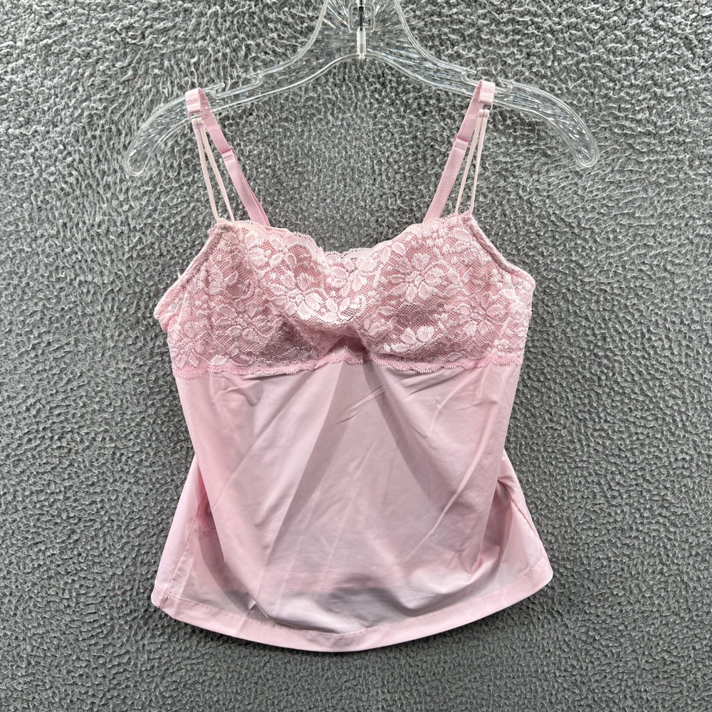 Womens Bustier Cami Top L Pink Lace Coquette Y2K Babydoll Padded Romantic Soft